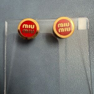 Miu Miu Red and Gold Logo Earrings